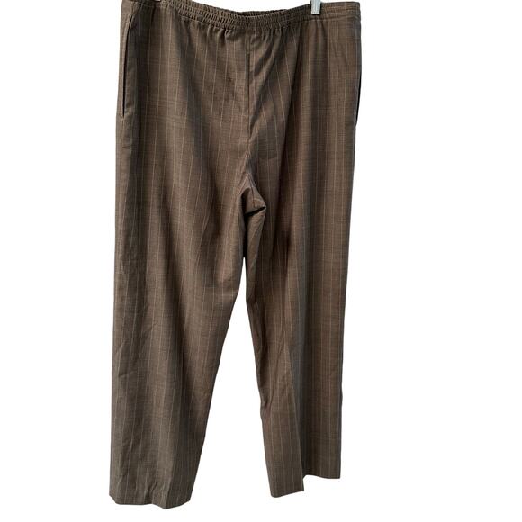 Eskandar Wool Stripe Taupe Pull On Woman Pants Size M-L - Picture 2 of 10